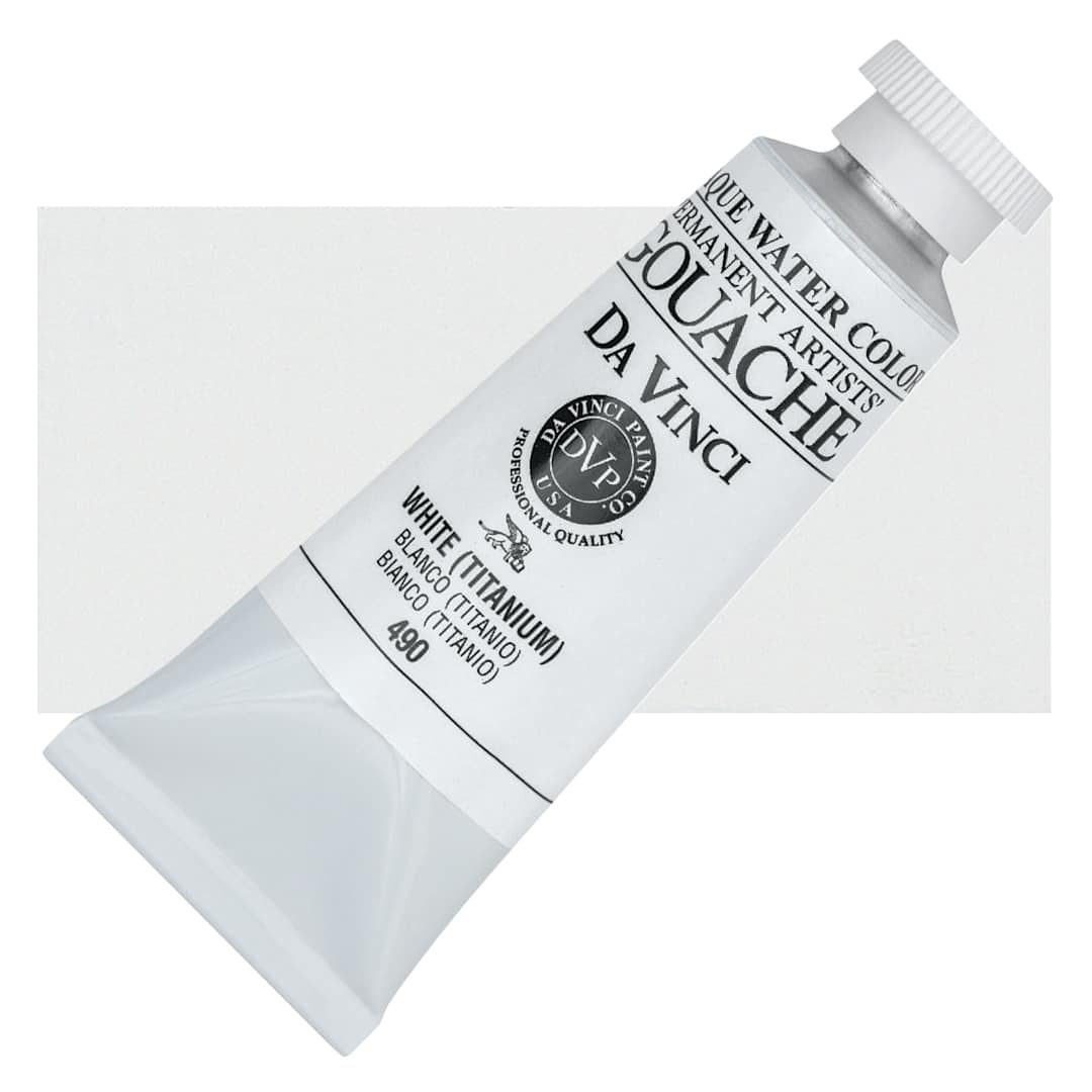 Open in modal - Da Vinci Professional Gouache - White (Titanium), 37 ml tube and swatch
