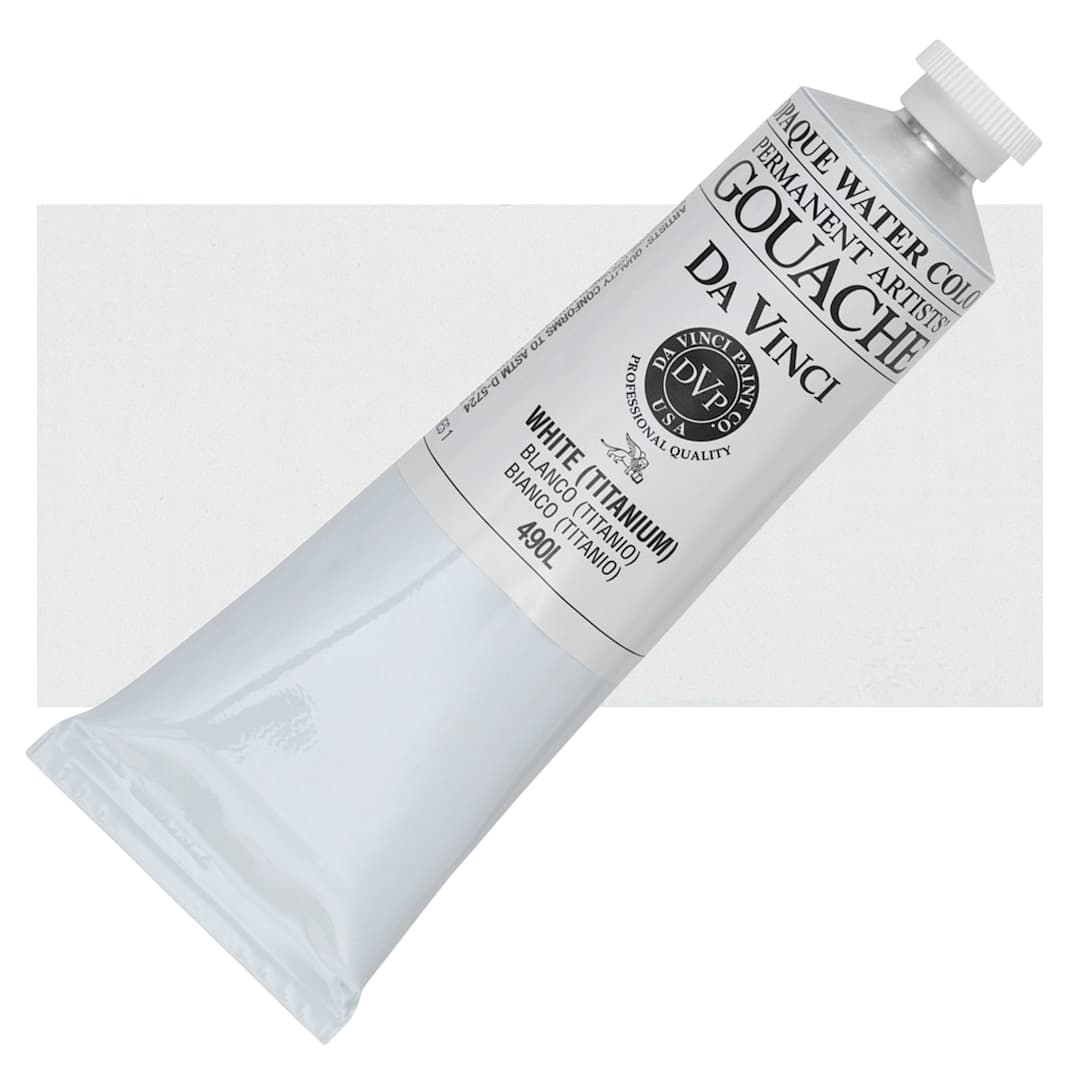 Open in modal - Da Vinci Professional Gouache - White (Titanium), 150 ml tube and swatch