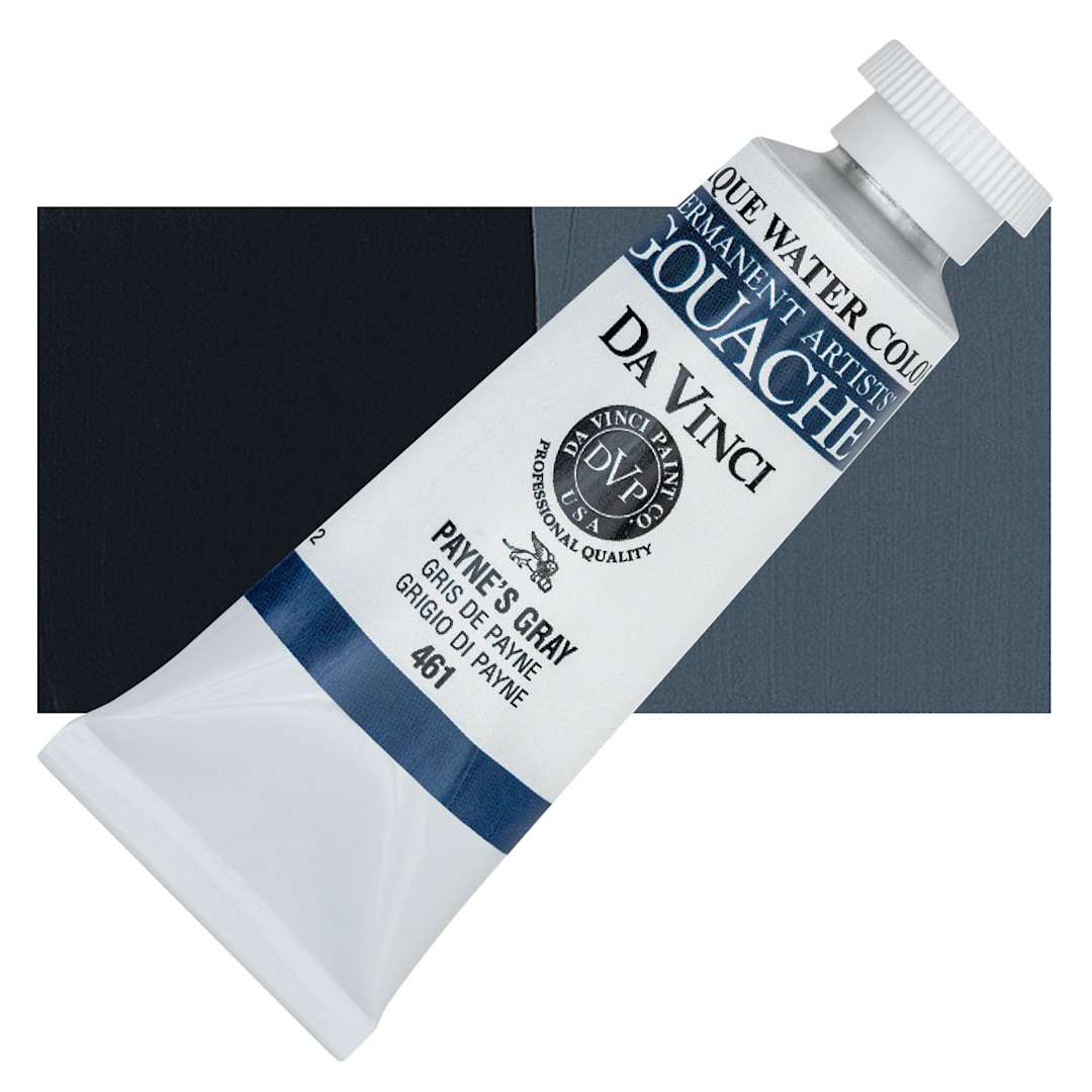 Open in modal - Da Vinci Professional Gouache - Payne's Gray, 37 ml tube and swatch