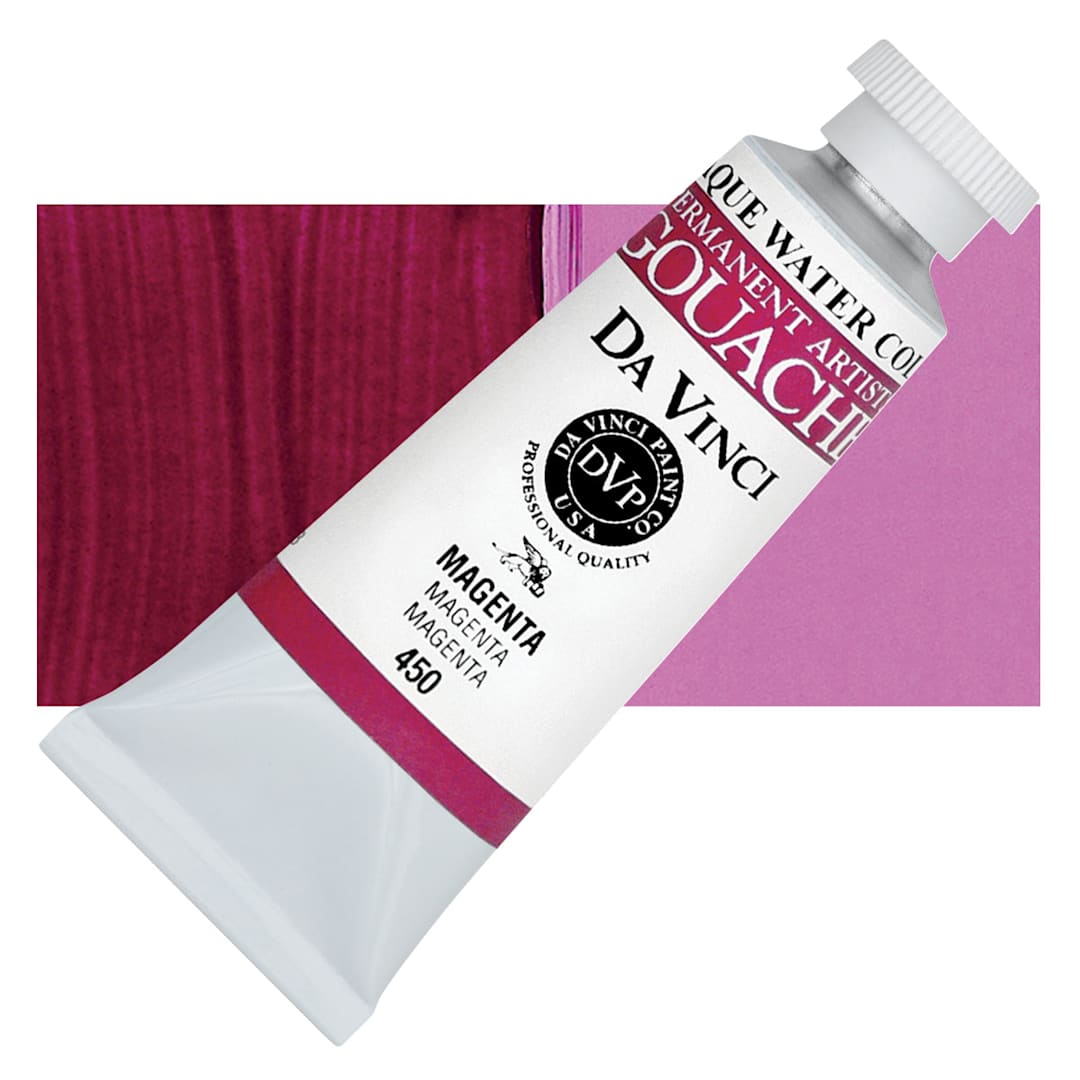 Open in modal - Da Vinci Professional Gouache - Magenta, 37 ml tube and swatch