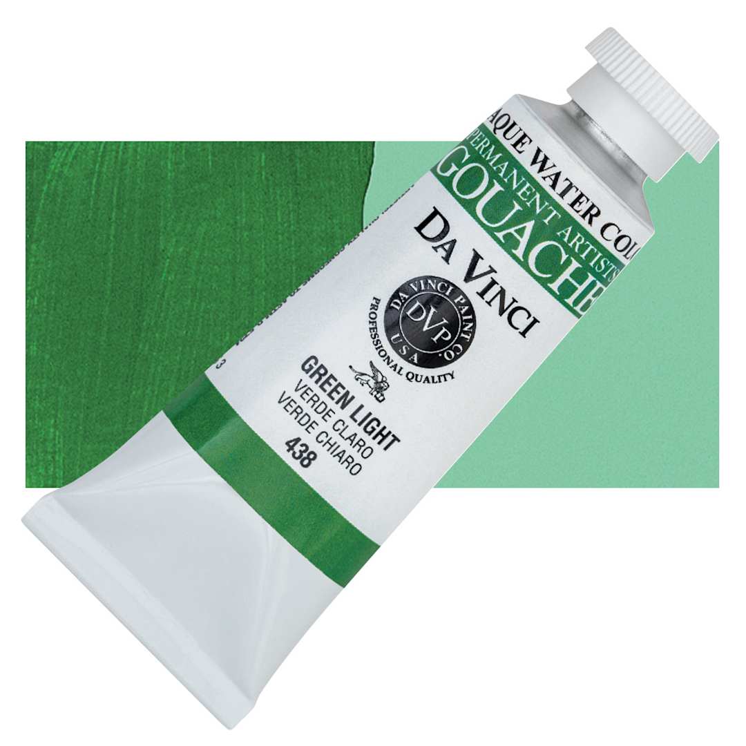 Open in modal - Da Vinci Professional Gouache - Green Light, 37 ml tube and swatch
