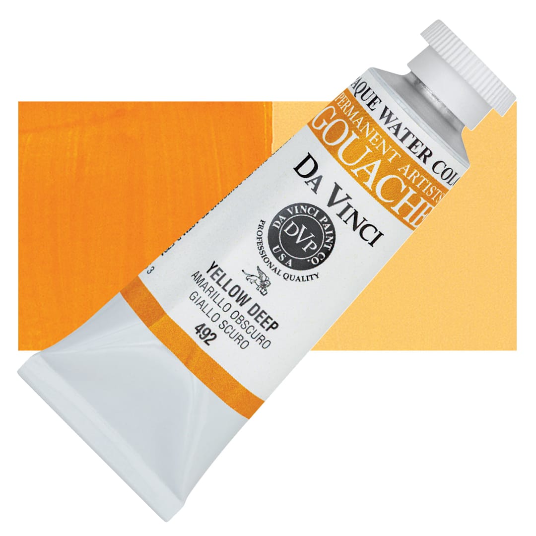 Open in modal - Da Vinci Professional Gouache - Yellow Deep, 37 ml tube and swatch