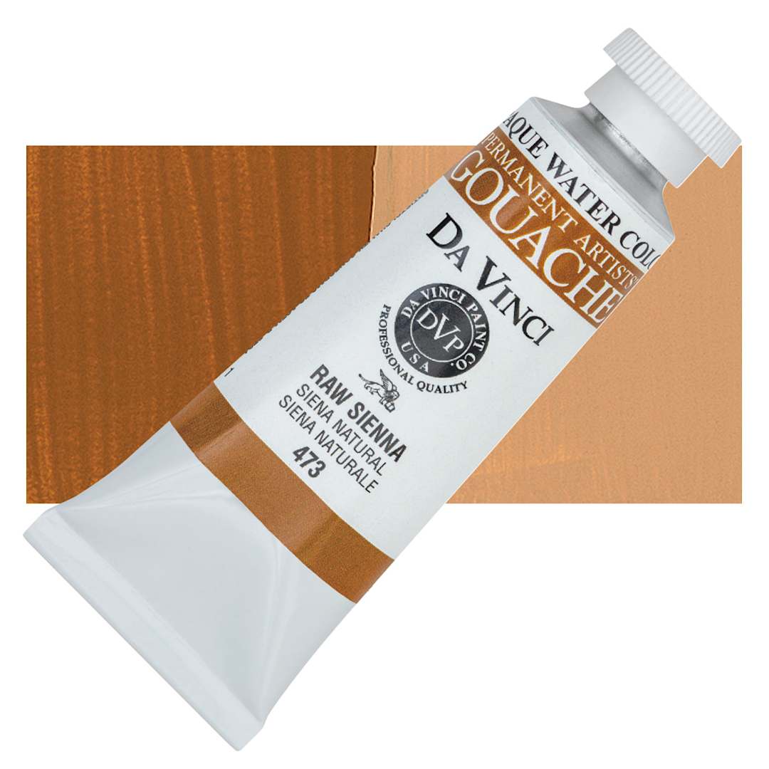 Open in modal - Da Vinci Professional Gouache - Raw Sienna, 37 ml tube and swatch