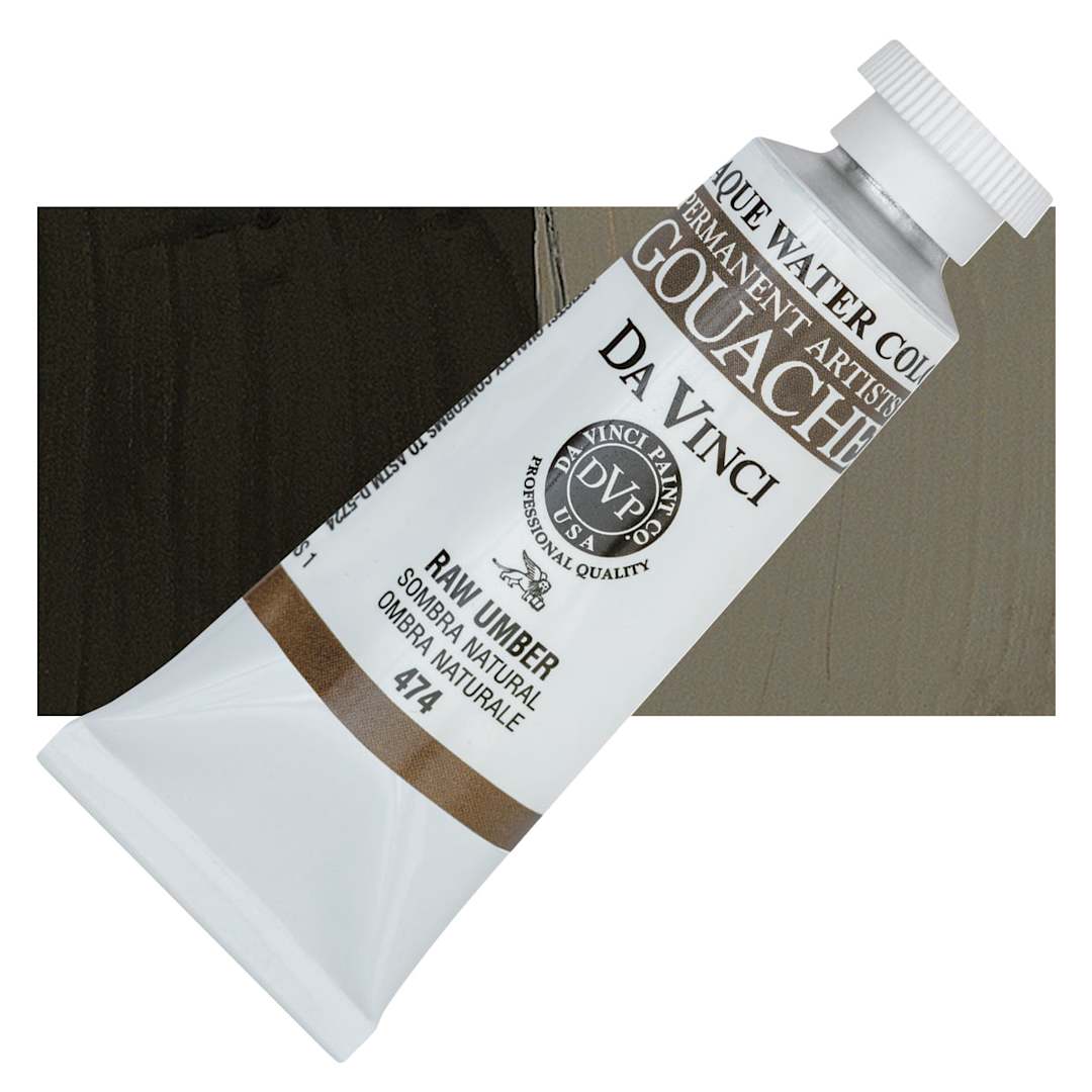 Open in modal - Da Vinci Professional Gouache - Raw Umber, 37 ml tube and swatch