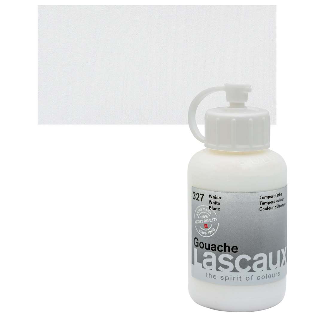 Open in modal - Lascaux Acrylic Gouache - White, 85 ml bottle and swatch