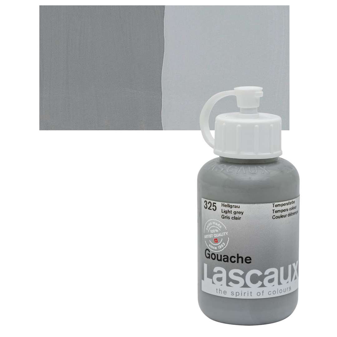 Open in modal - Lascaux Acrylic Gouache - Light Gray, 85 ml bottle and swatch