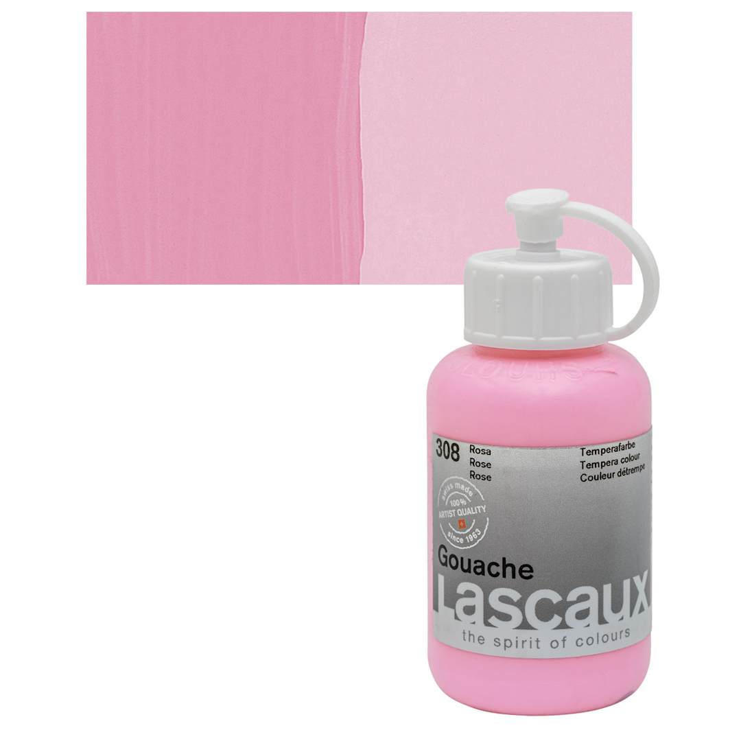 Open in modal - Lascaux Acrylic Gouache - Rose, 85 ml bottle and swatch
