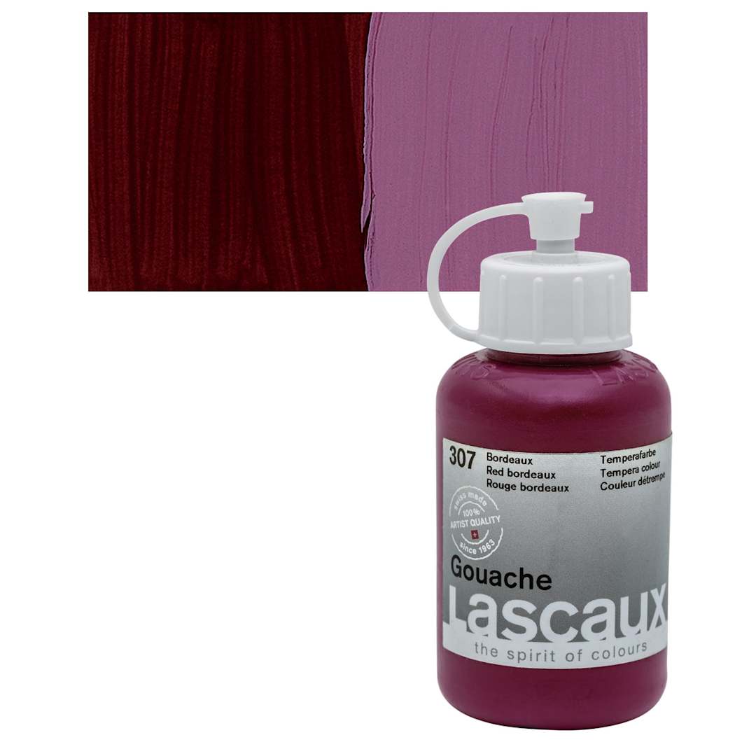 Open in modal - Lascaux Acrylic Gouache - Bordeaux Red, 85 ml bottle and swatch