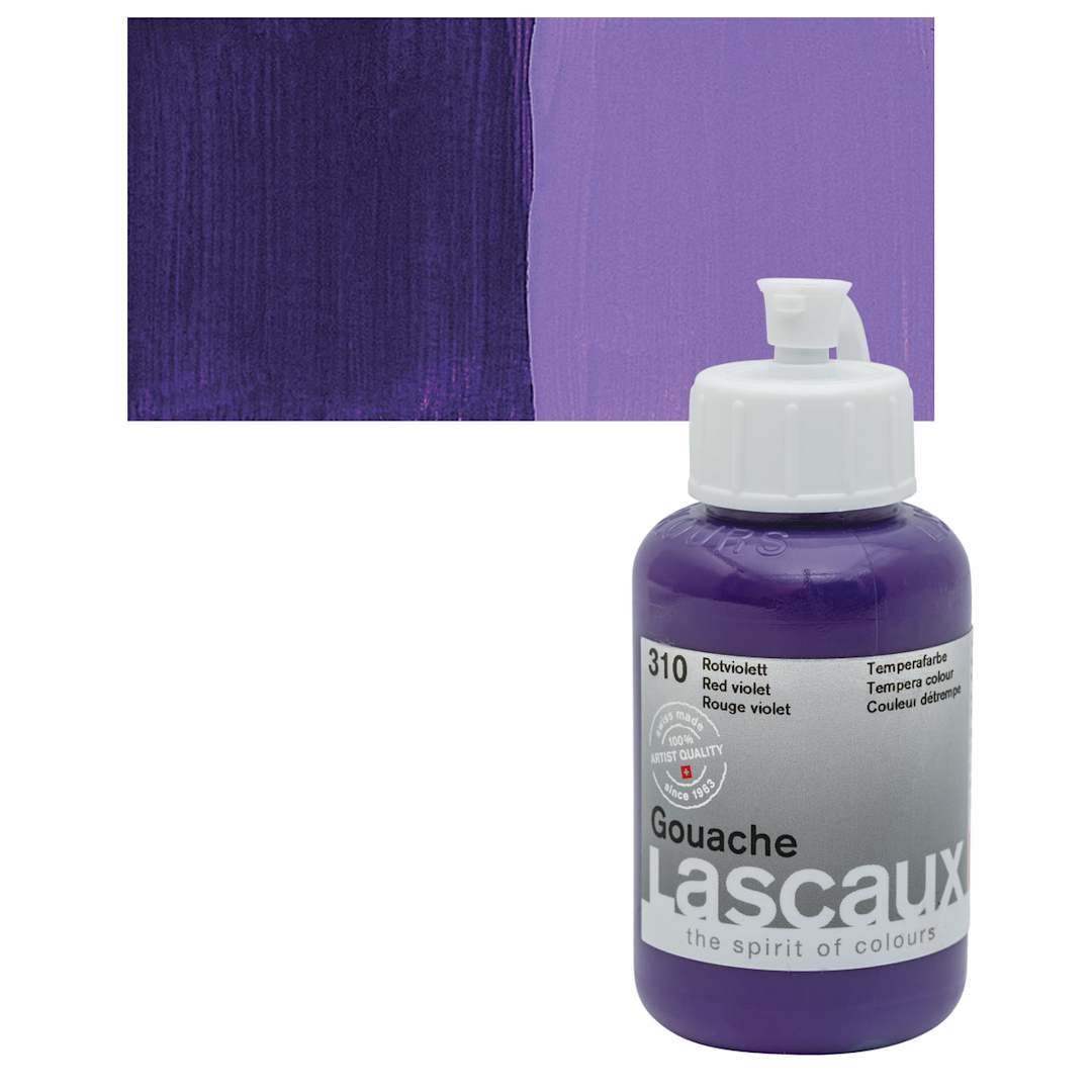 Open in modal - Lascaux Acrylic Gouache - Red Violet, 85 ml bottle and swatch