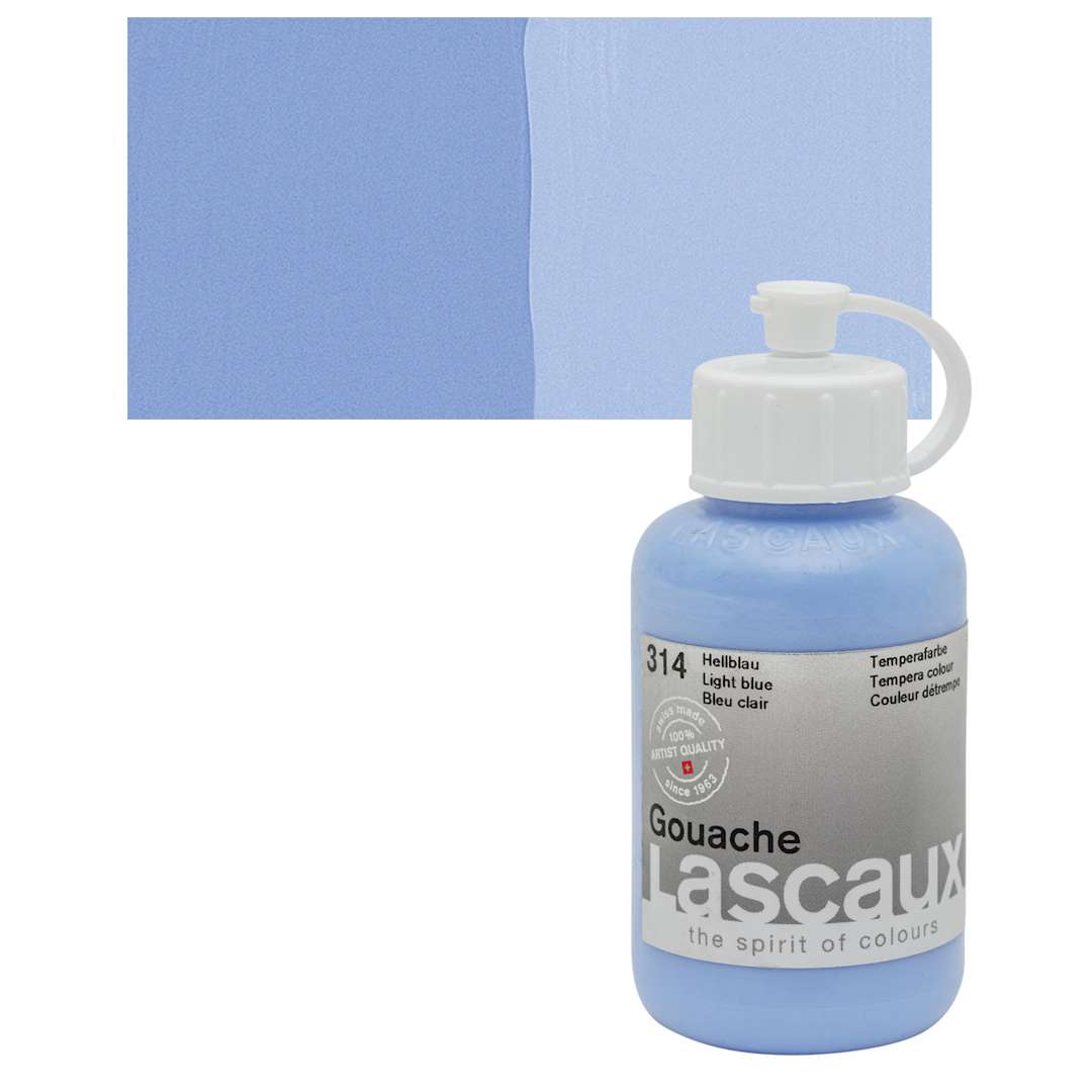 Open in modal - Lascaux Acrylic Gouache - Light Blue, 85 ml bottle and swatch