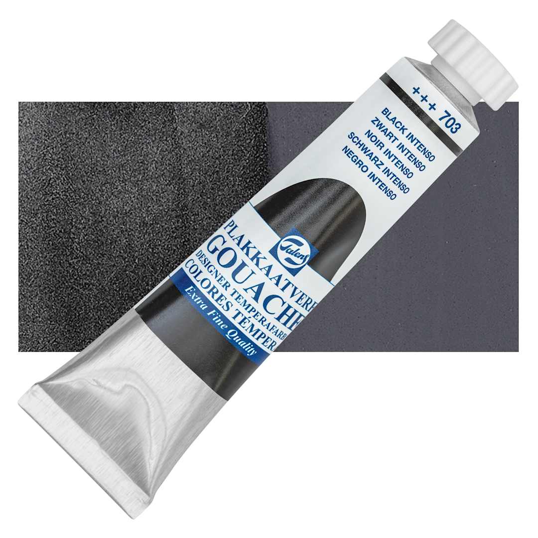 Open in modal - Royal Talens Gouache - Black Intenso, 20 ml tube and swatch