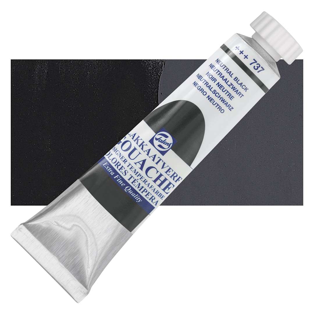 Open in modal - Royal Talens Gouache - Neutral Black, 20 ml tube and swatch