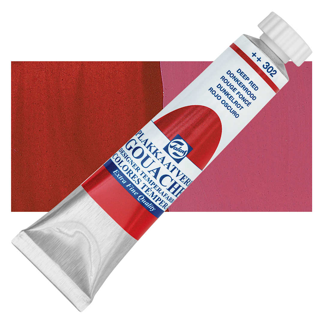 Open in modal - Royal Talens Gouache - Deep Red, 20 ml tube and swatch