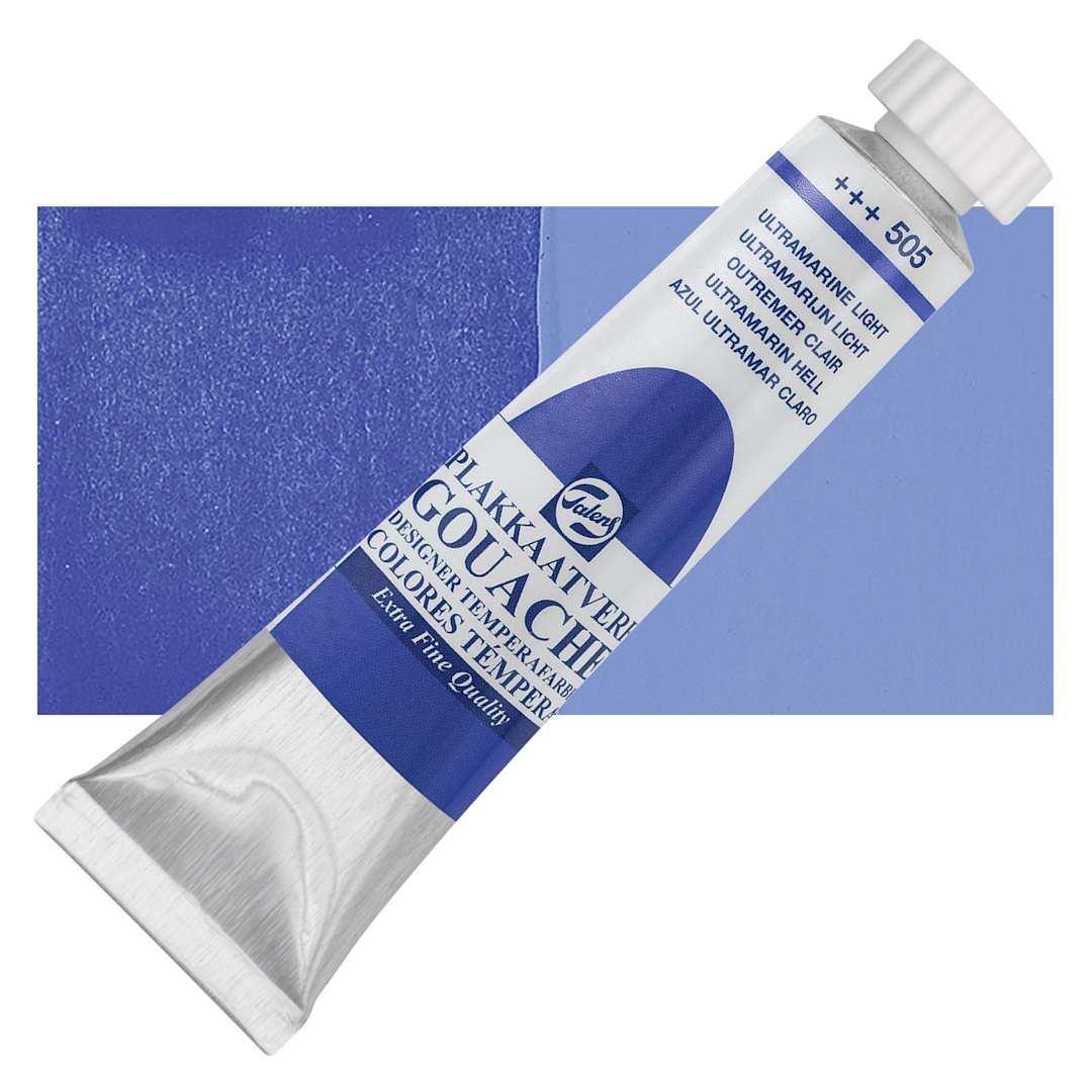 Open in modal - Royal Talens Gouache - Ultramarine Light, 20 ml tube and swatch