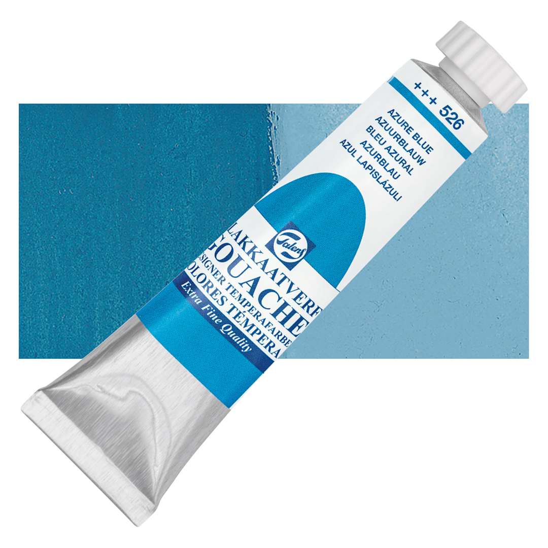 Open in modal - Royal Talens Gouache - Azure Blue, 20 ml tube and swatch