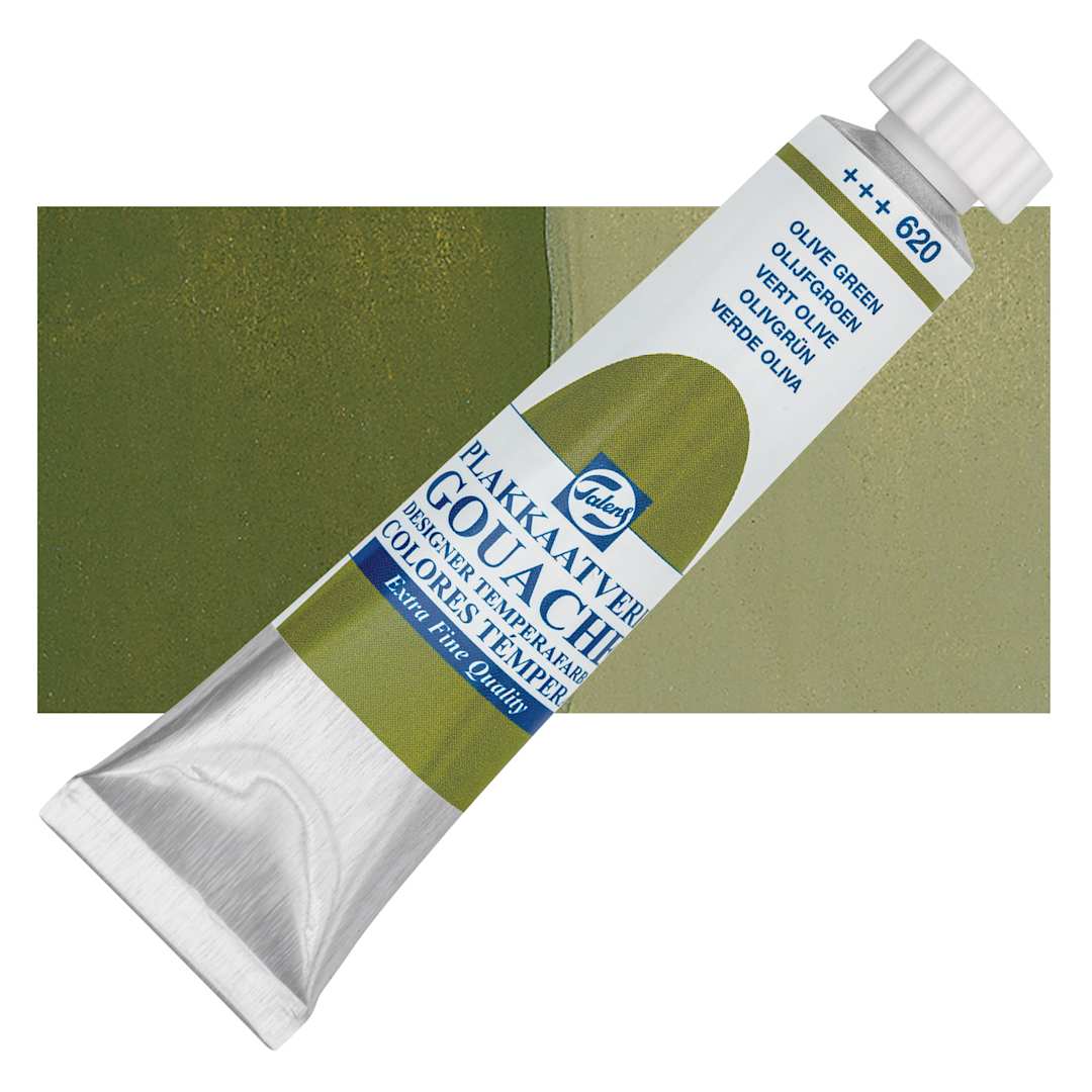 Open in modal - Royal Talens Gouache - Olive Green, 20 ml tube and swatch