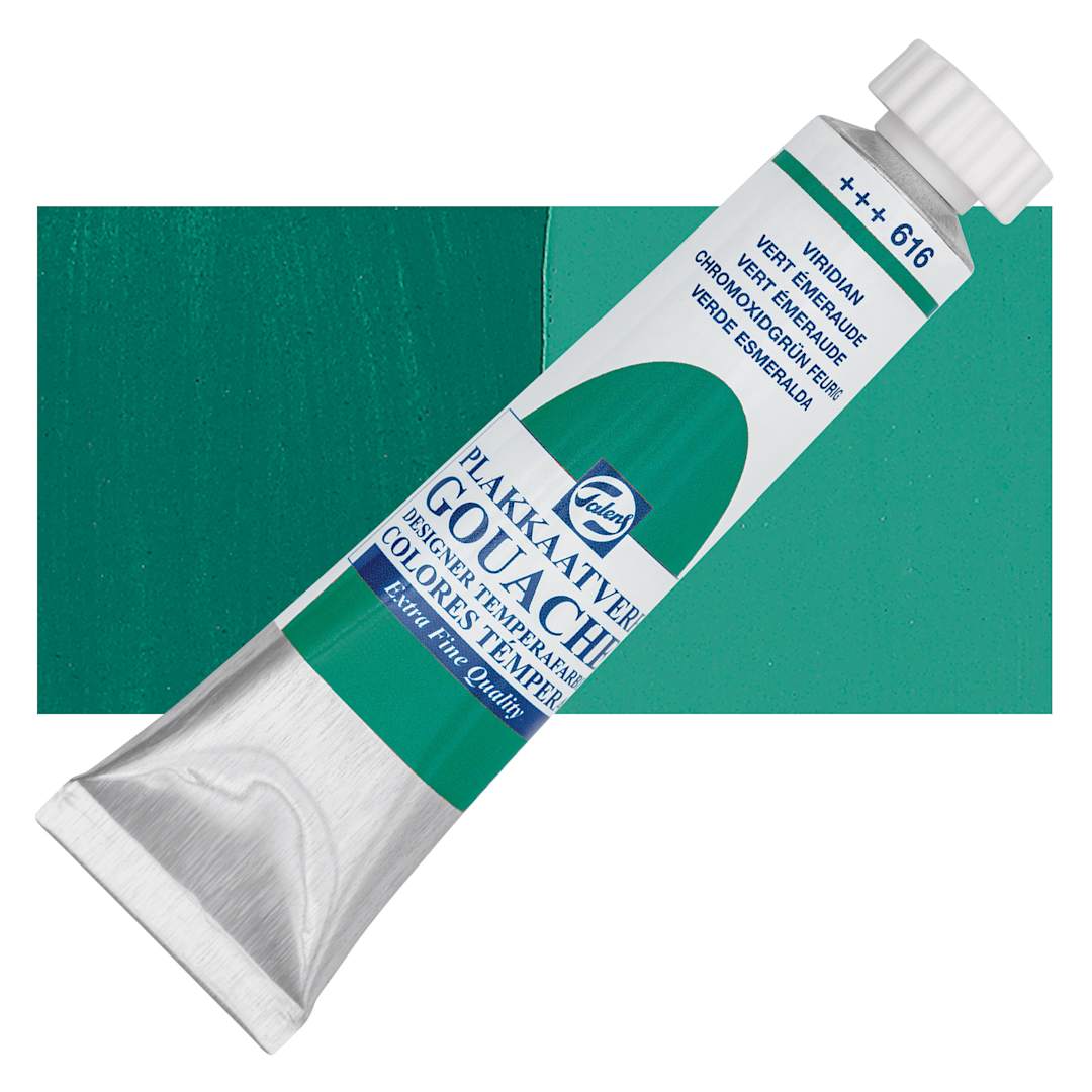 Open in modal - Royal Talens Gouache - Viridian, 20 ml tube and swatch