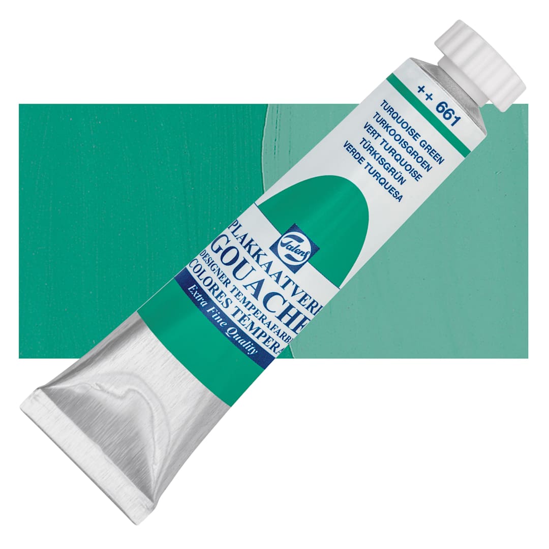 Open in modal - Royal Talens Gouache - Turquoise Green, 20 ml tube and swatch