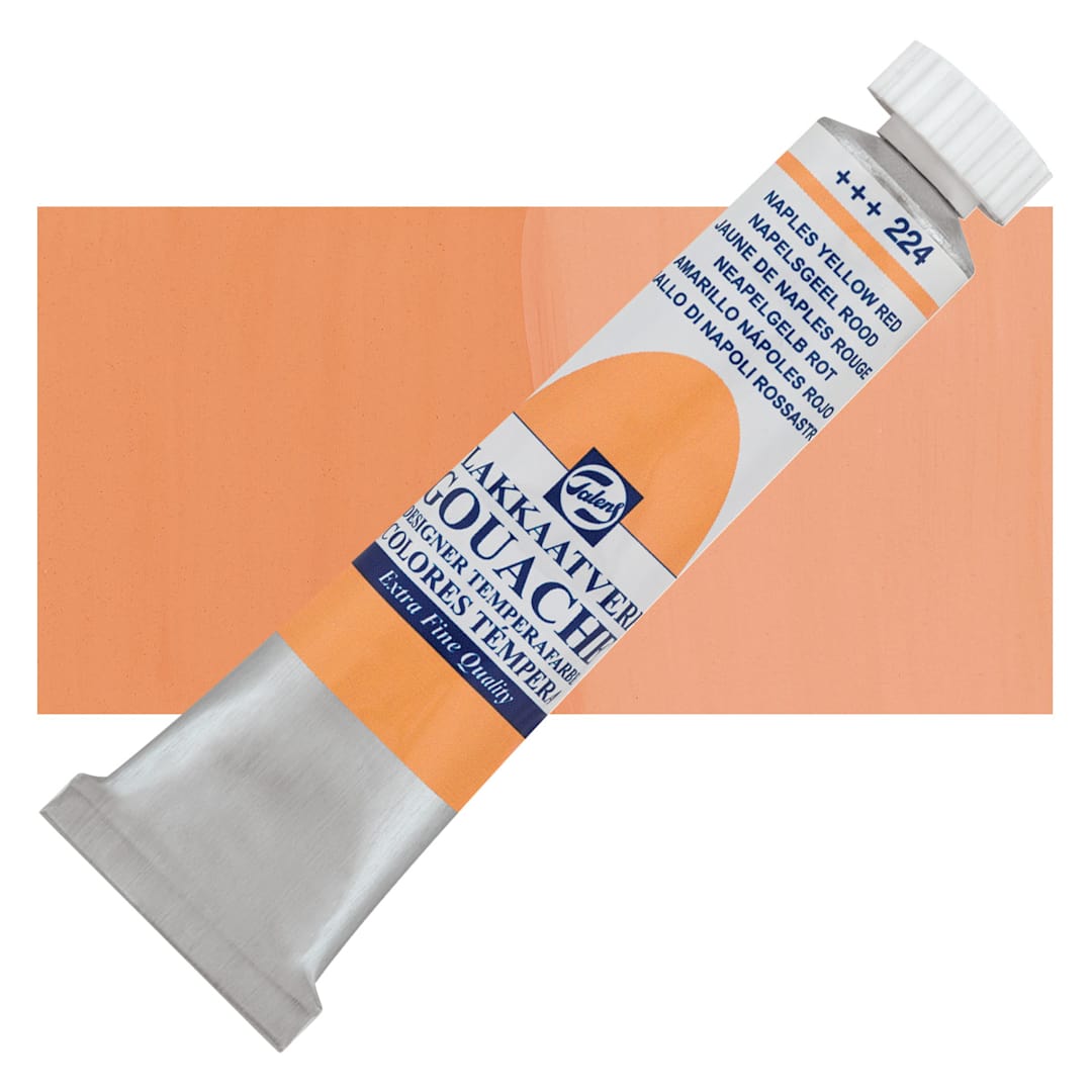 Open in modal - Royal Talens Gouache - Naples Yellow Red, 20 ml Tube and swatch