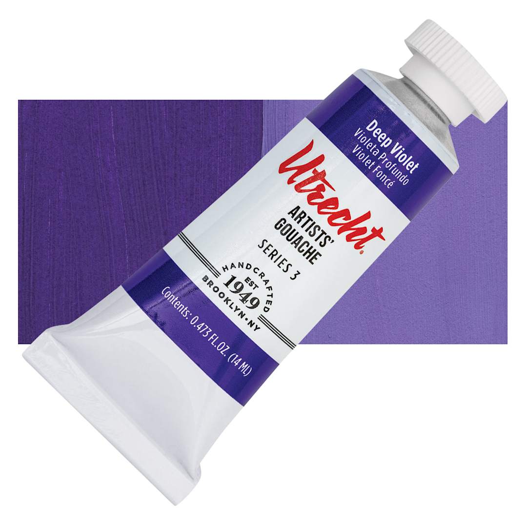 Open in modal - Utrecht Artists' Gouache - Deep Violet, 14 ml tube and swatch