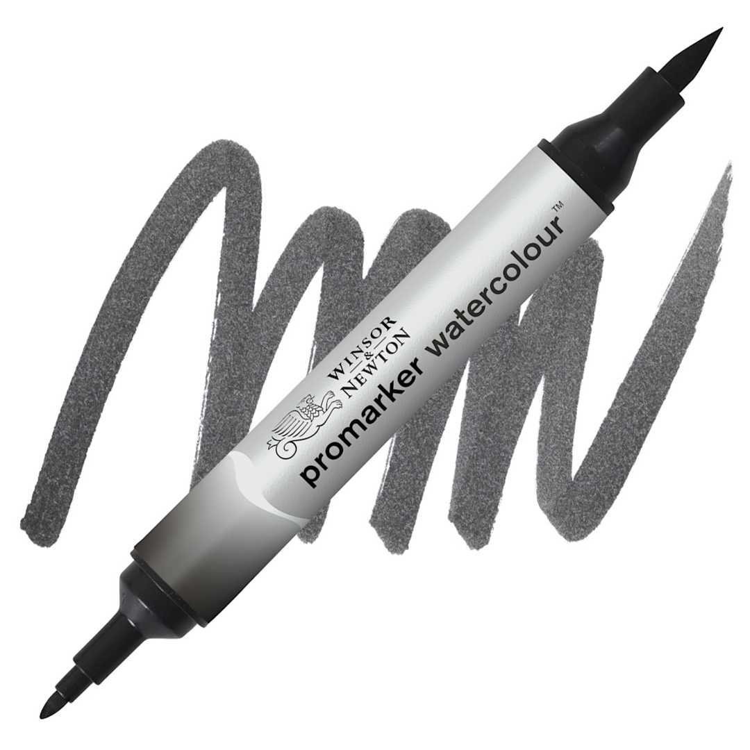 Open in modal - Winsor & Newton Promarker Watercolor Marker - Lamp Black marker and swatch