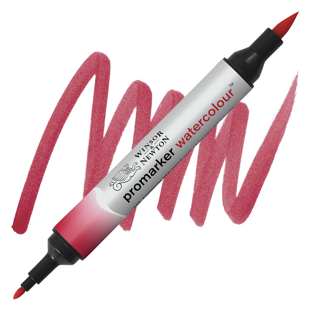 Open in modal - Winsor & Newton Promarker Watercolor Marker - Cadmium Red Deep Hue marker and swatch