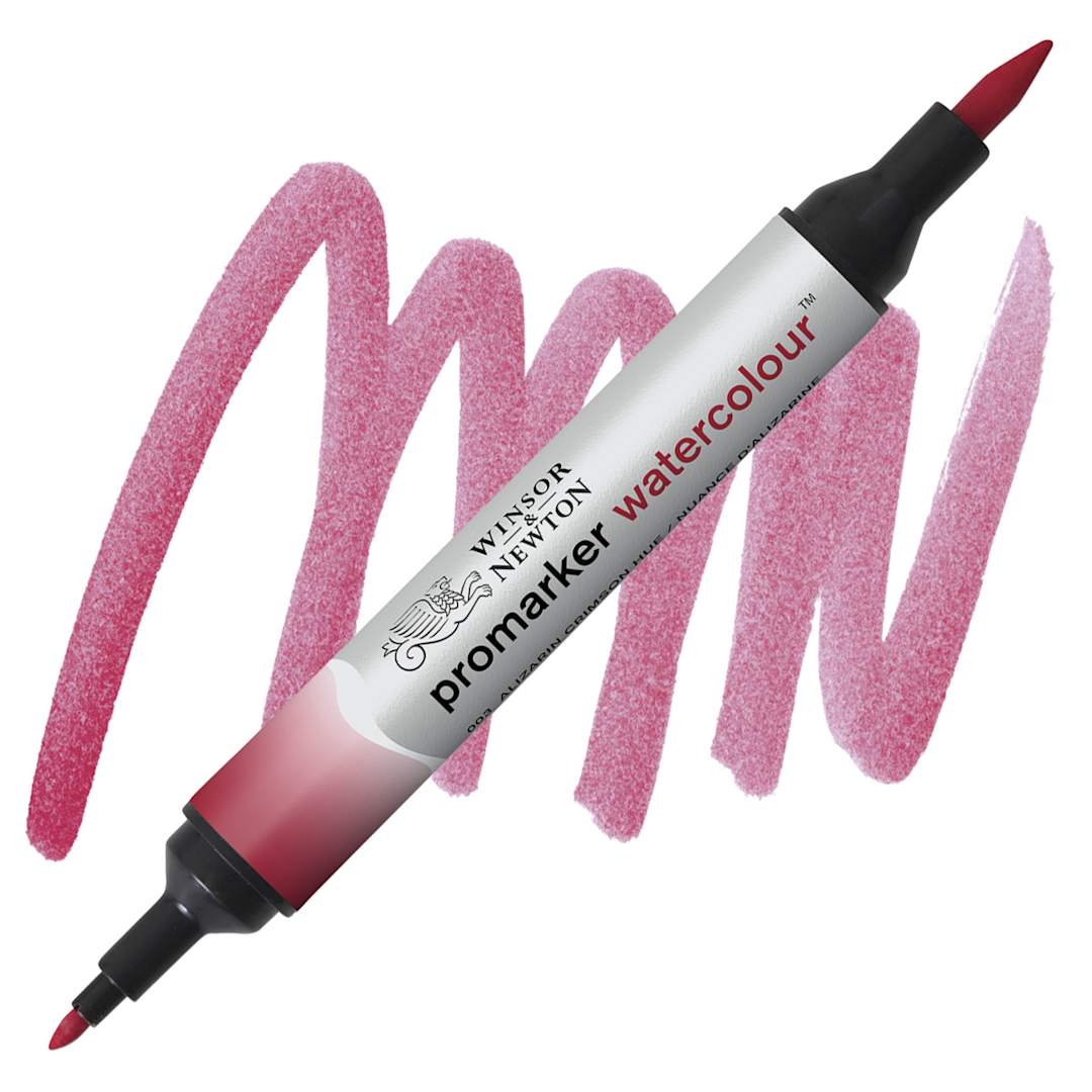 Open in modal - Winsor & Newton Promarker Watercolor Marker - Alizarin Crimson Hue marker and swatch