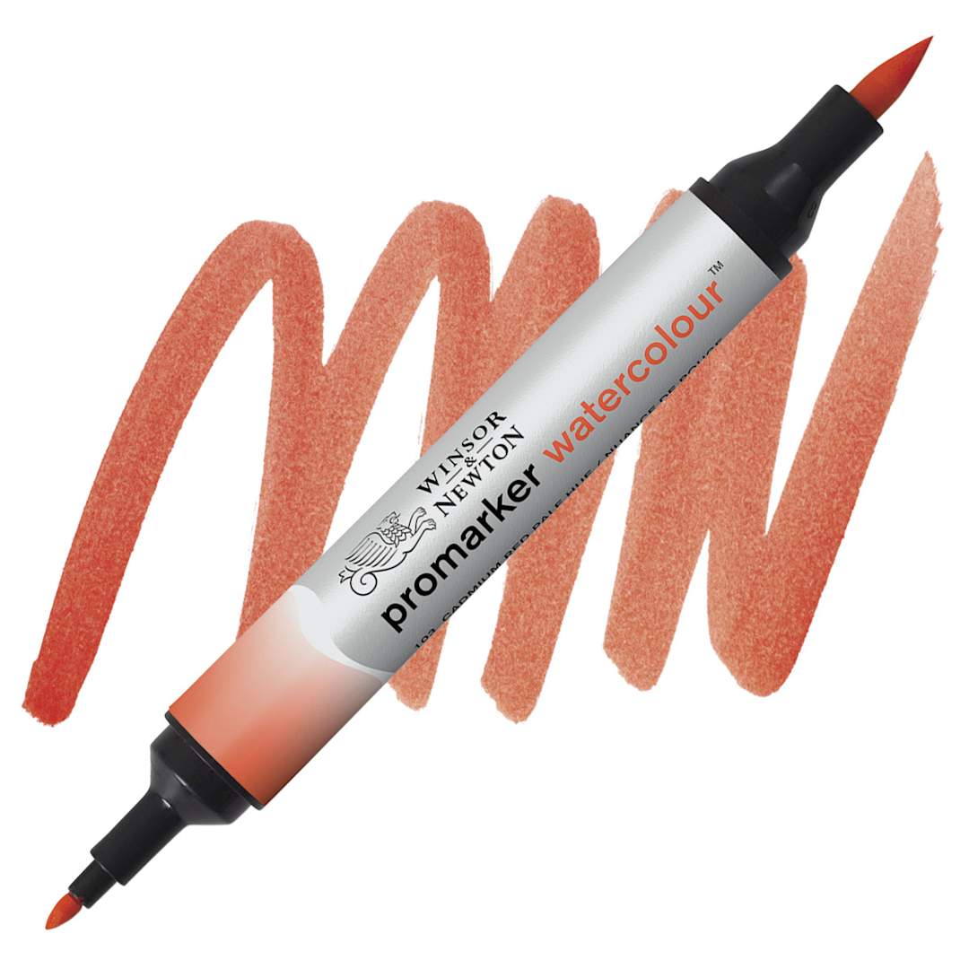 Open in modal - Winsor & Newton Promarker Watercolor Marker - Cadmium Red Pale Hue marker and swatch