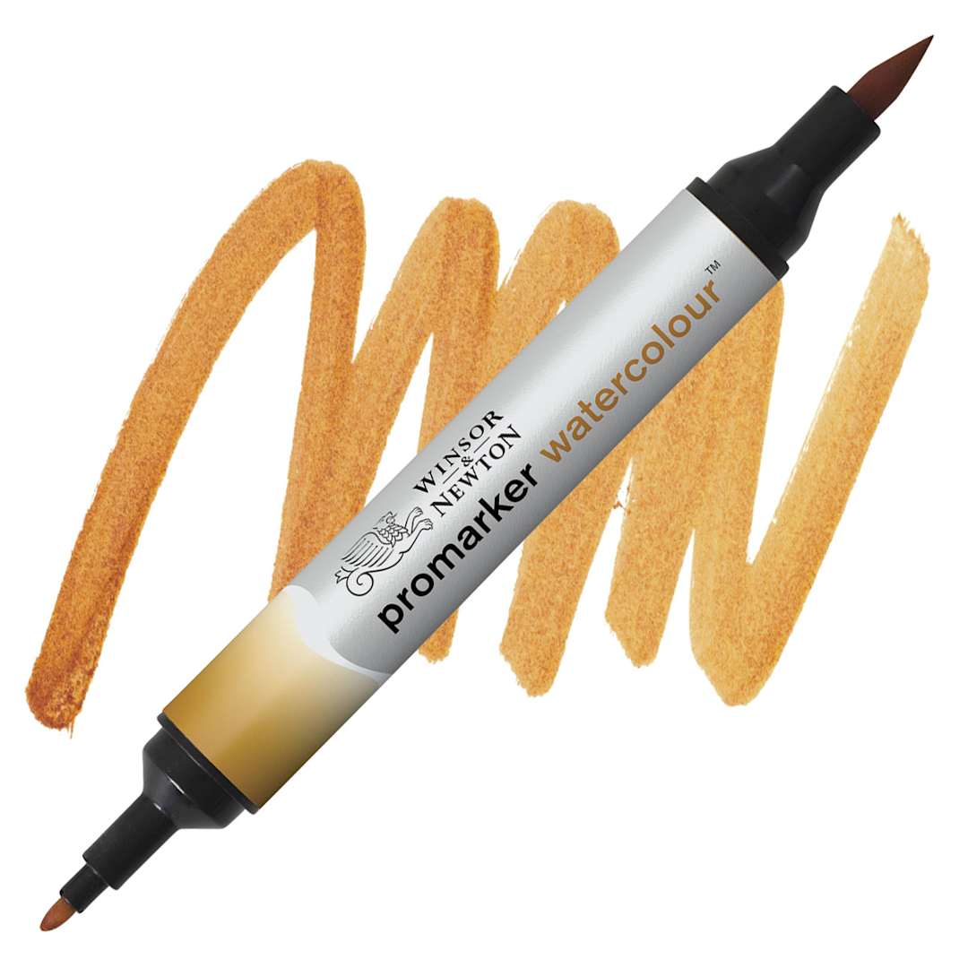 Open in modal - Winsor & Newton Promarker Watercolor Marker - Yellow Ochre marker and swatch