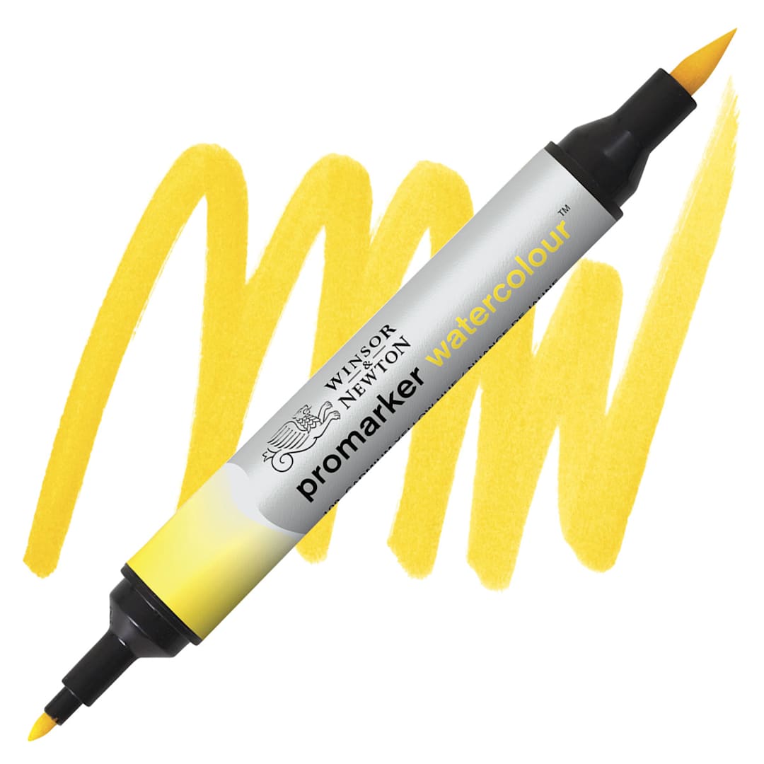 Open in modal - Winsor & Newton Promarker Watercolor Marker - Cadmium Yellow Hue marker and swatch