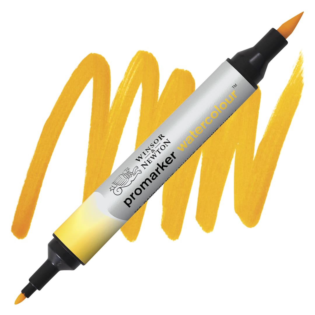 Open in modal - Winsor & Newton Promarker Watercolor Marker - Gamboge Hue marker and swatch