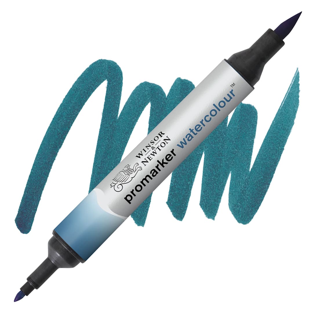 Open in modal - Winsor & Newton Promarker Watercolor Marker - Turquoise marker and swatch
