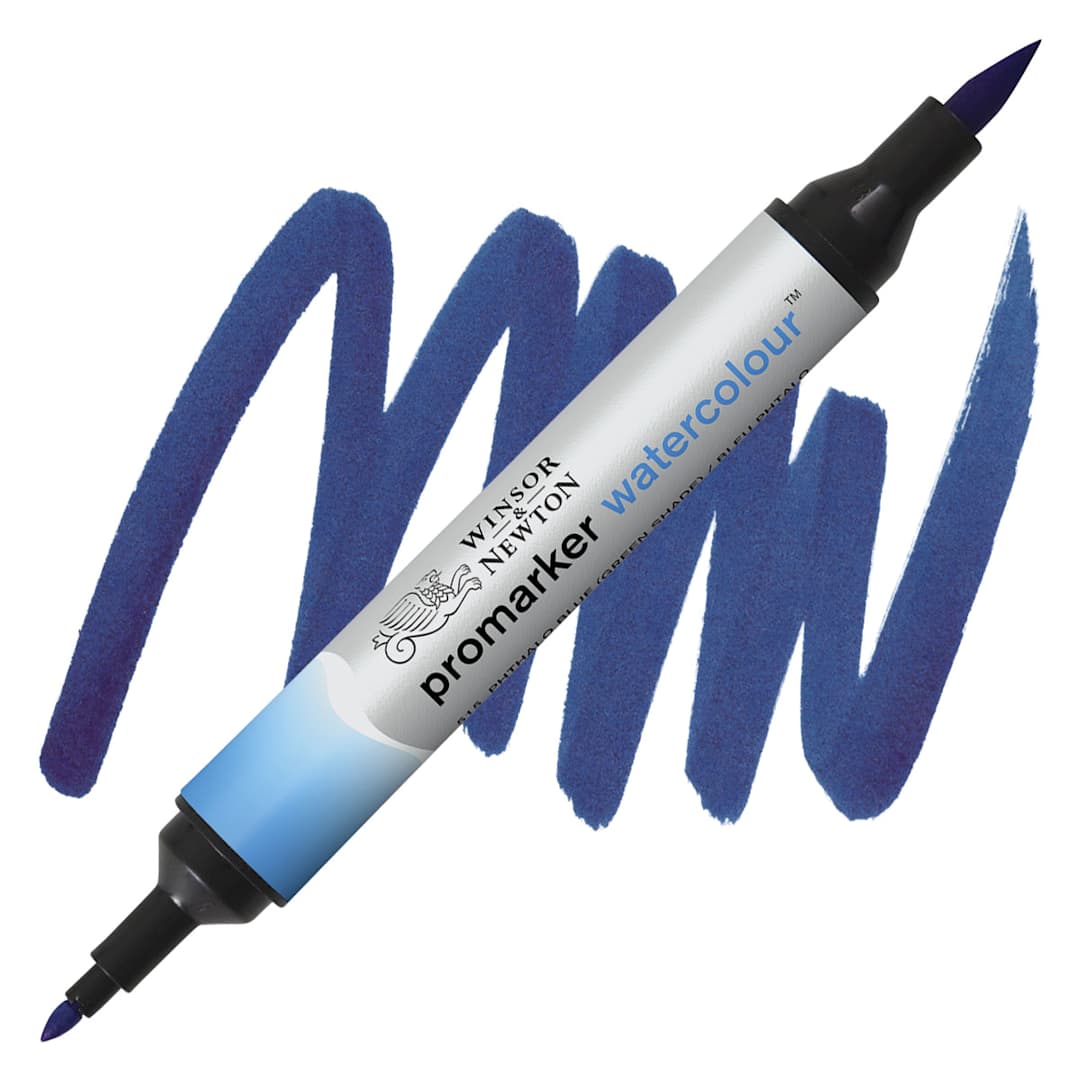 Open in modal - Winsor & Newton Promarker Watercolor Marker - Phthalo Blue (Green Shade) marker and swatch
