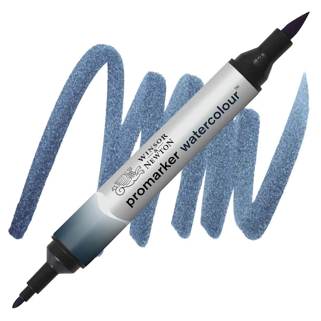Open in modal - Winsor & Newton Promarker Watercolor Marker - Indigo marker and swatch