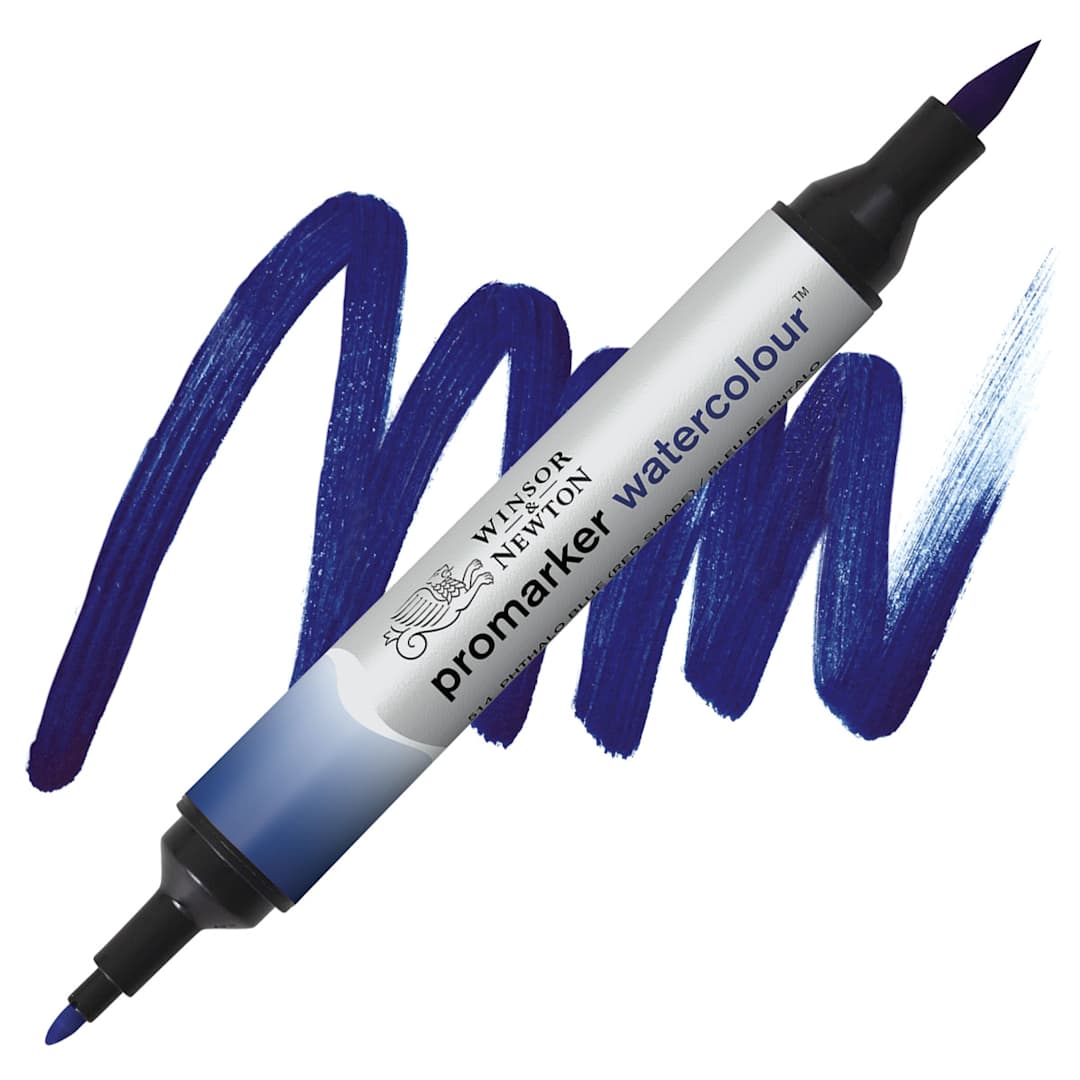 Open in modal - Winsor & Newton Promarker Watercolor Marker - Phthalo Blue (Red Shade) marker and swatch