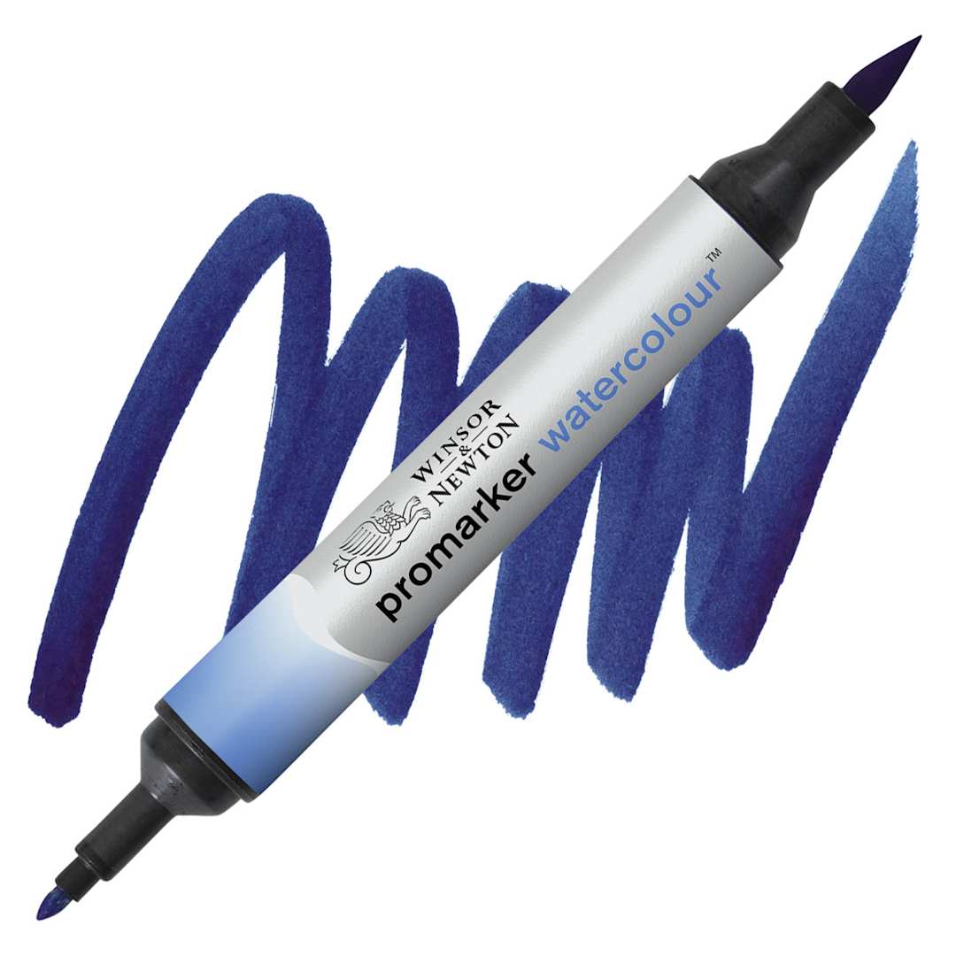 Open in modal - Winsor & Newton Promarker Watercolor Marker - Mid Blue marker and swatch