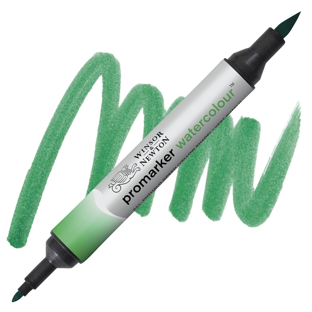 Open in modal - Winsor & Newton Promarker Watercolor Marker - Phthalo Green (Yellow Shade) marker and swatch