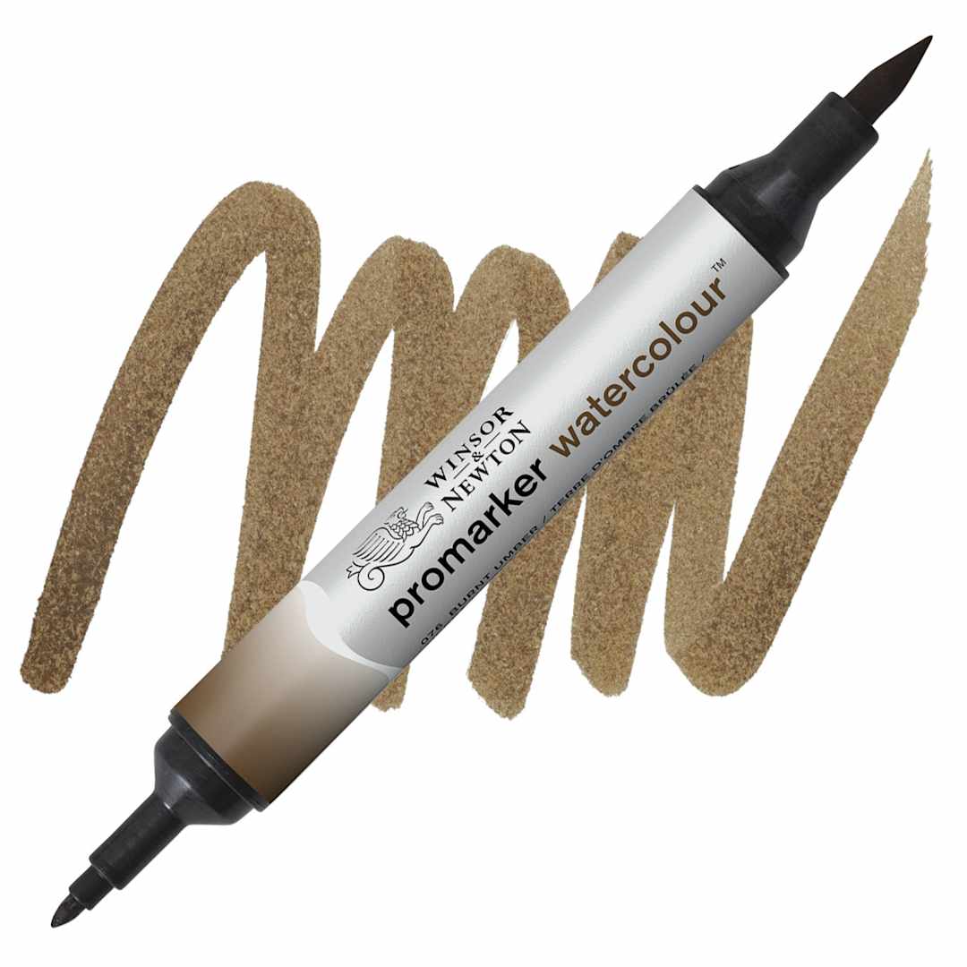 Open in modal - Winsor & Newton Watercolor Marker - Burnt Umber marker and swatch