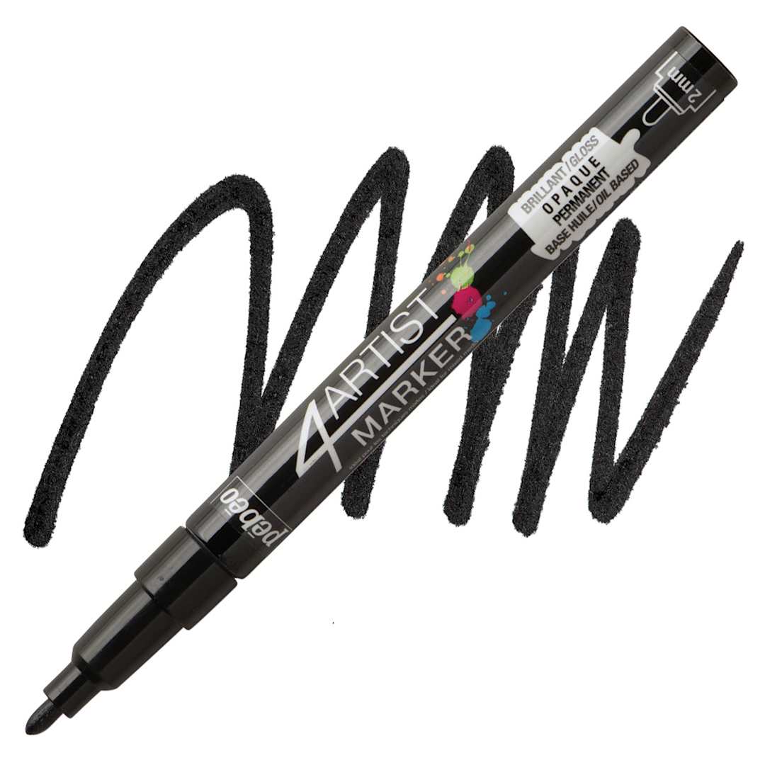 Open in modal - Pebeo 4Artist Marker - Black, 2 mm marker and swatch