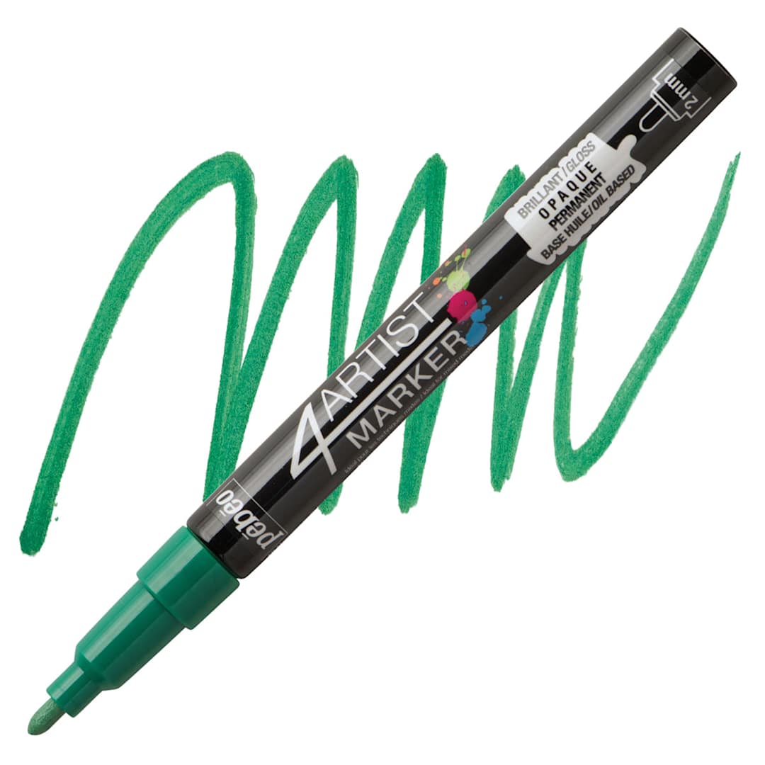 Open in modal - Pebeo 4Artist Marker - Dark Green, 2 mm marker and swatch