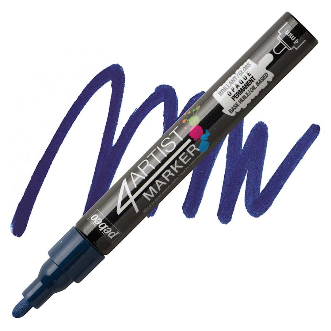 Open in modal - Pebeo 4Artist Marker - Deep Blue, 4 mm marker and swatch