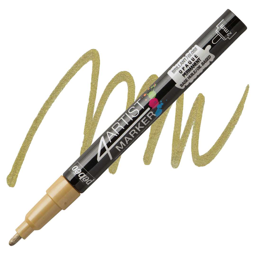 Open in modal - Pebeo 4Artist Marker - Gold, 2 mm marker and swatch