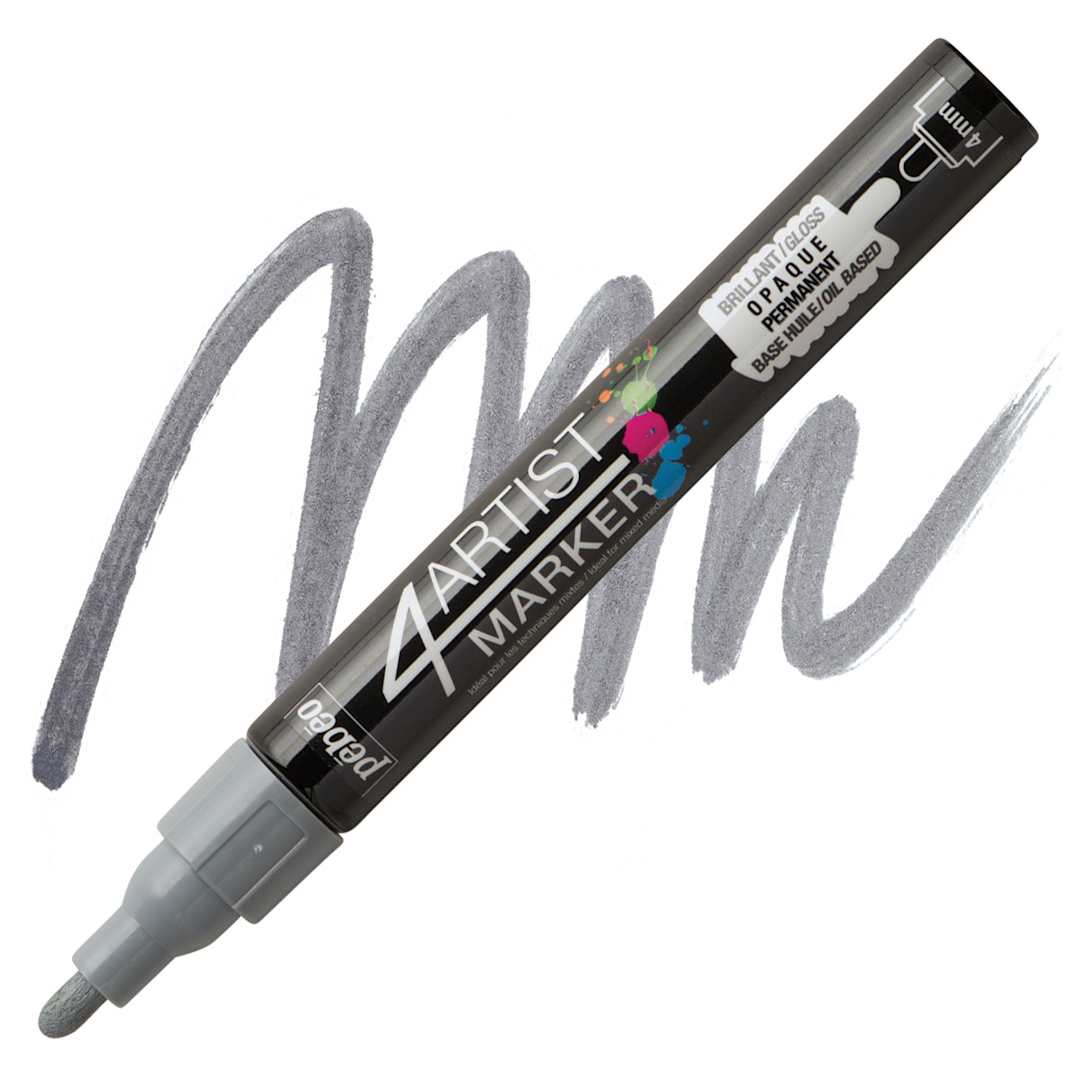 Open in modal - Pebeo 4Artist Marker - Grey, 4 mm marker and swatch