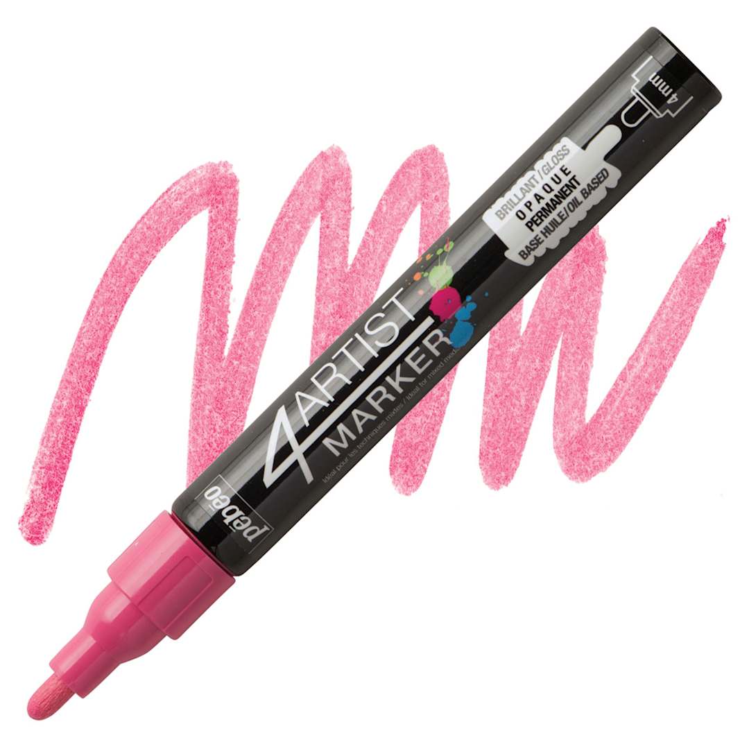 Open in modal - Pebeo 4Artist Marker - Pink, 4 mm marker and swatch