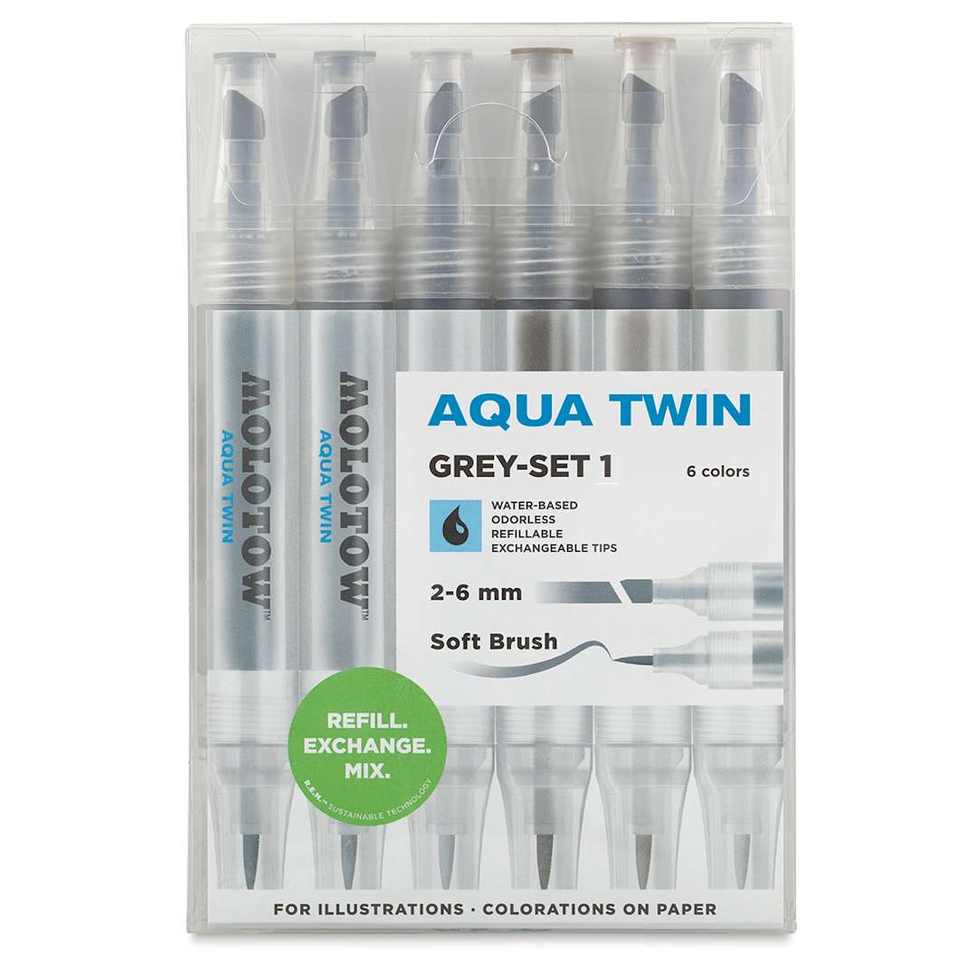 Open in modal - Molotow Aqua Twin Markers and Sets - Front of package of Grays Set 1
