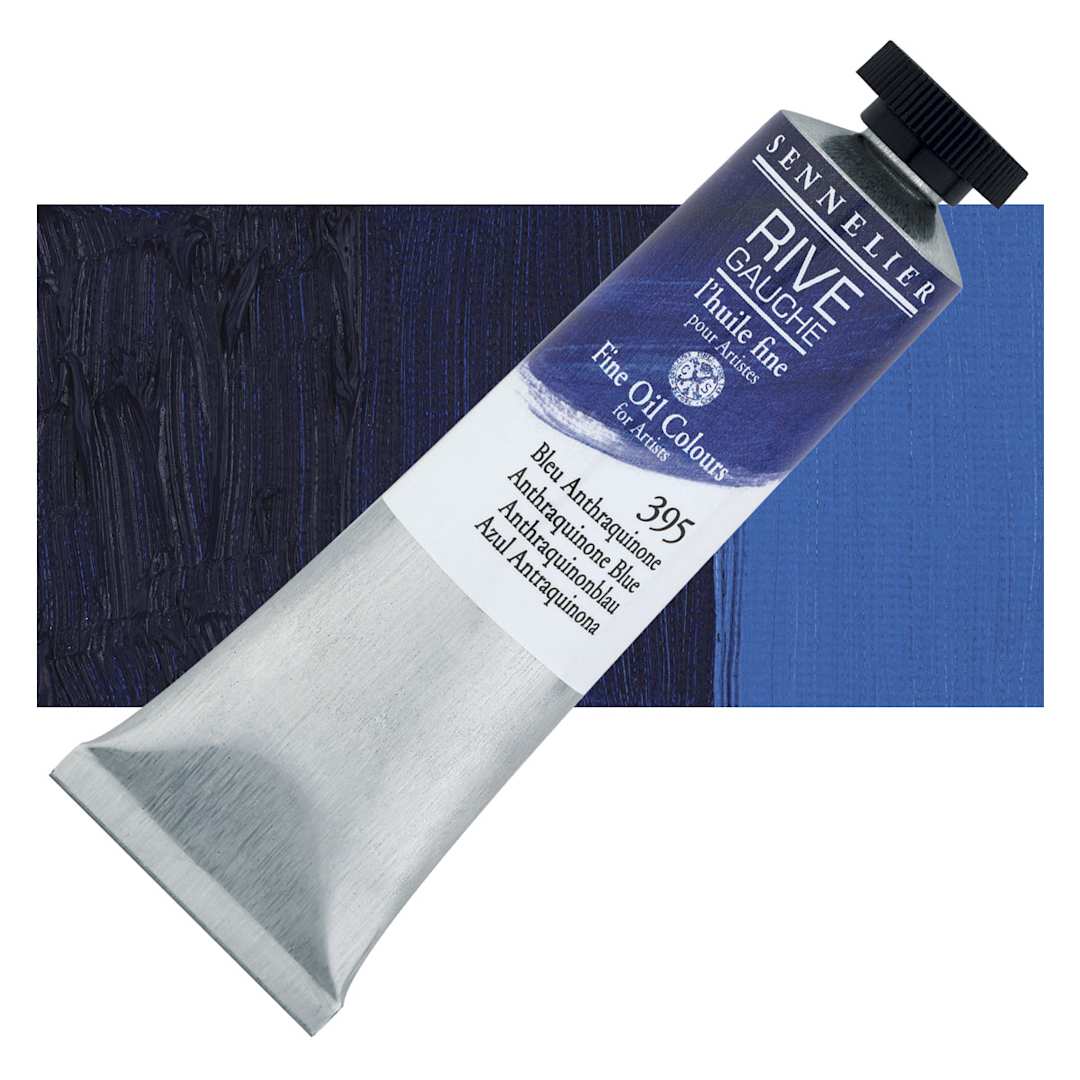 Open in modal - Sennelier Rive Gauche Artists Oil Color - Anthraquinone Blue, 40 ml tube and swatch