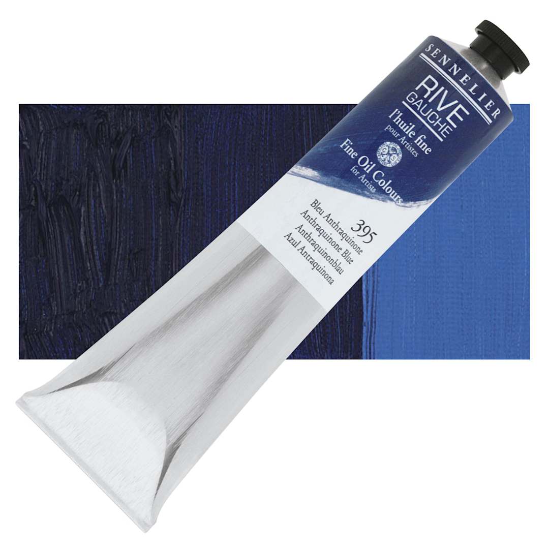 Open in modal - Sennelier Rive Gauche Artists Oil Color - Anthraquine Blue, 200 ml tube and swatch