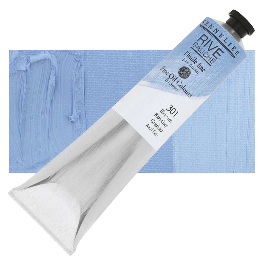 Open in modal - Sennelier Rive Gauche Artists Oil Color - Blue Grey, 200 ml tube and swatch