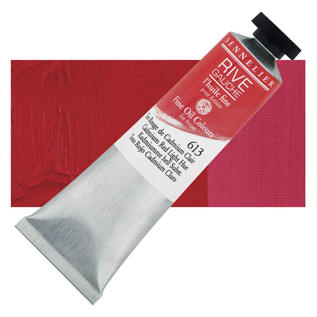Open in modal - Sennelier Rive Gauche Artists Oil Color - Cadmium Red Light Hue, 40 ml tube and swatch