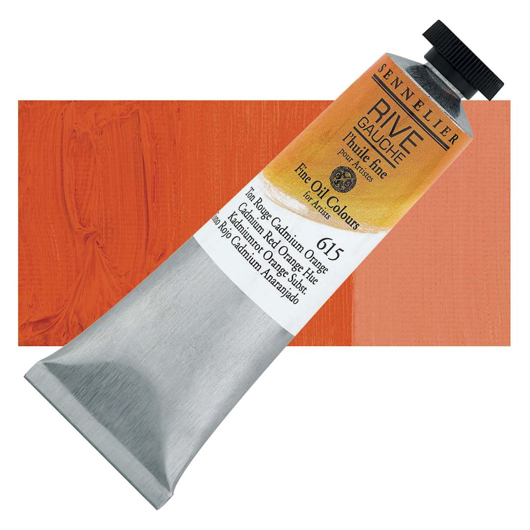 Open in modal - Sennelier Rive Gauche Artists Oil Color - Cadmium Red Orange Hue, 40 ml tube and swatch